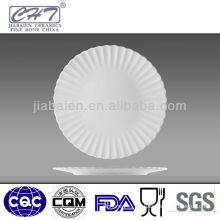 10'' Bone china transparent ceramic round flat plate with straight line